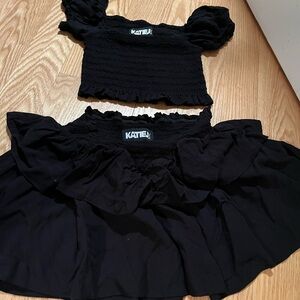 Katie J NYC Elegant Black Ruffled Ensemble